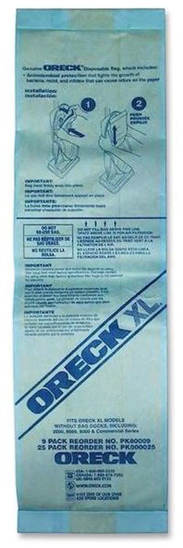 Alt view image 7 of 7 - Oreck 8000-25 Replacement Vacuum Bags For XL2000RHB & U2000 Uprights - 25 Pack