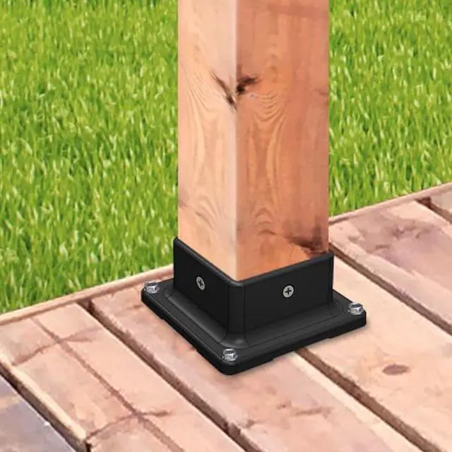 Alt view image 4 of 4 - NUVO IRON PPA4X4B MULTI-PURPOSE BLACK 4in x 4in PLASTIC POST BASE ANCHOR