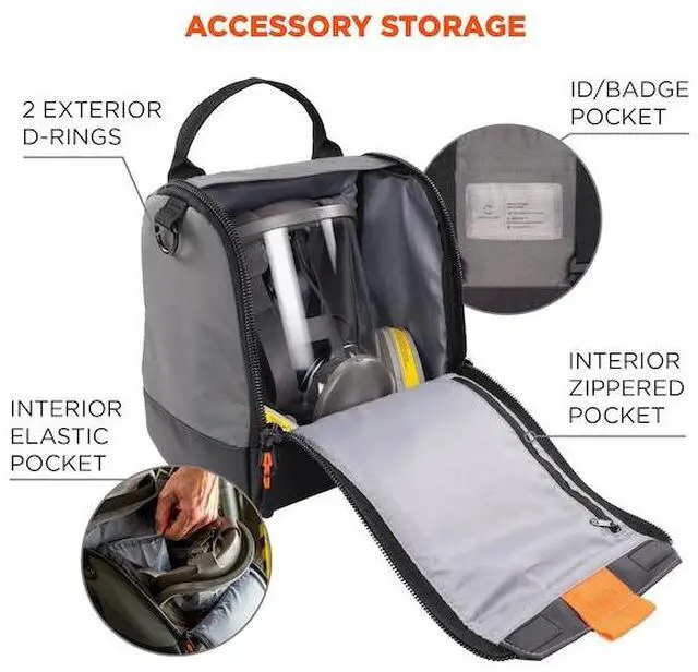Alt view image 2 of 6 - ERGODYNE 5185 Full Respirator Bag, Magnetic Zipper, Gray
