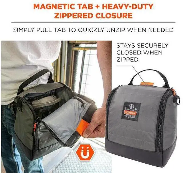 Alt view image 4 of 6 - ERGODYNE 5185 Full Respirator Bag, Magnetic Zipper, Gray