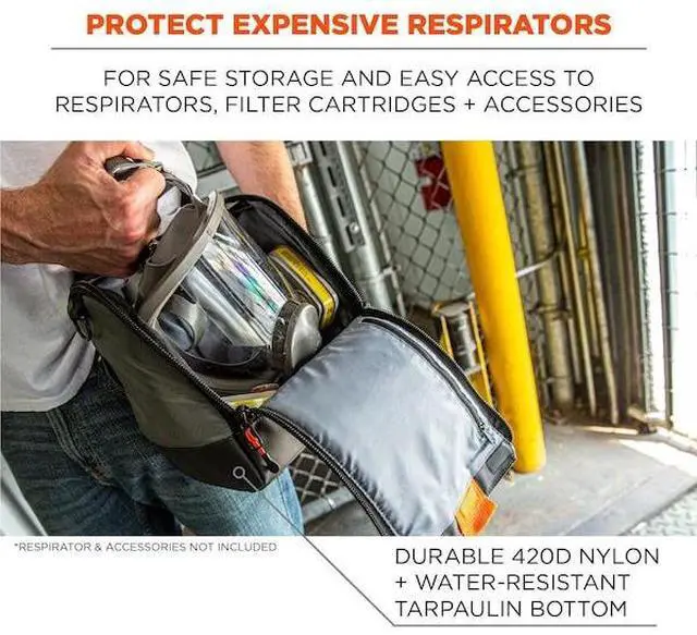 Alt view image 5 of 6 - ERGODYNE 5185 Full Respirator Bag, Magnetic Zipper, Gray