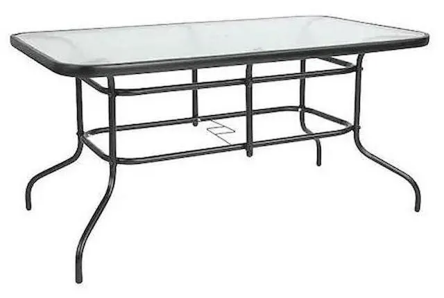 Alt view image 4 of 20 - 31.5" x 55" Rectangular Tempered Glass Metal Table