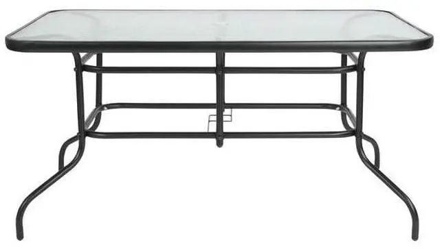 Alt view image 10 of 20 - 31.5" x 55" Rectangular Tempered Glass Metal Table
