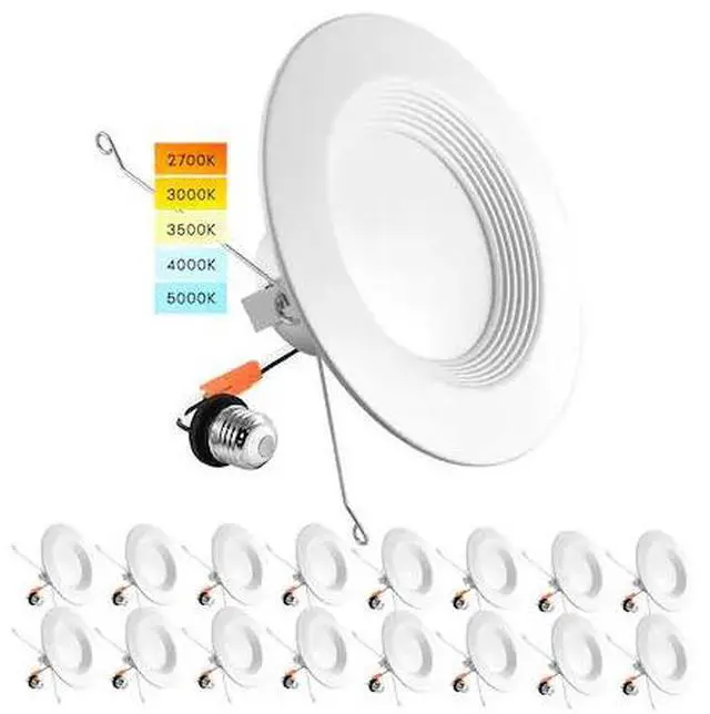 Main image of LUXRITE LR23795-16PK 5/6 Inch LED Recessed Can Lights 5 CCT 2700K-5000K 14W