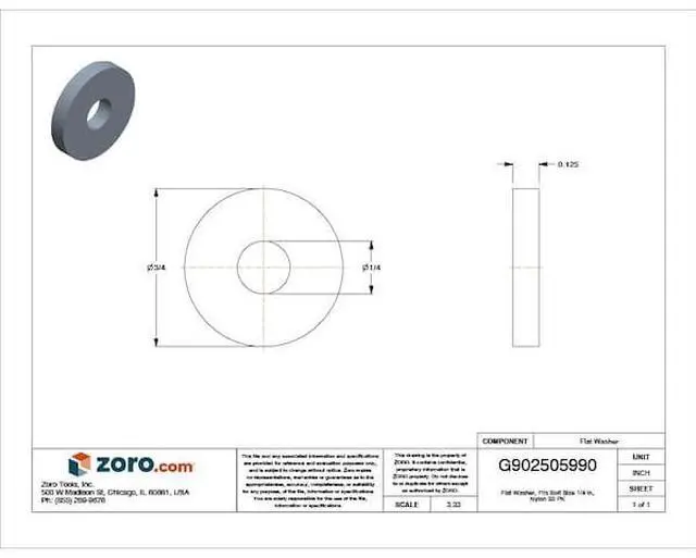 Alt view image 2 of 2 - MIDWEST FASTENER 70183 Flat Washer, For Screw Size 1/4" ,Nylon 30 PK