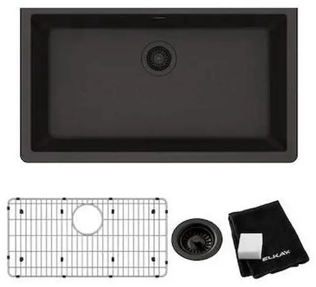 Main image of ELKAY ELGRU13322BK0C Single Bowl Undermount Sink Kit, 33" X 18-7/16" X 9-7/16",