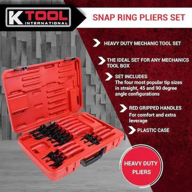 Main image of K-TOOL INTERNATIONAL KTI-55112 Snap Ring Plier Kit,Universal,12 pcs.