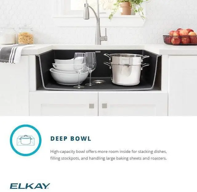 Alt view image 4 of 7 - ELKAY ELGRU13322BK0C Single Bowl Undermount Sink Kit, 33" X 18-7/16" X 9-7/16",