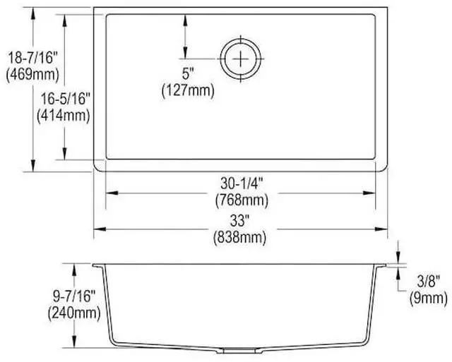 Alt view image 7 of 7 - ELKAY ELGRU13322BK0C Single Bowl Undermount Sink Kit, 33" X 18-7/16" X 9-7/16",