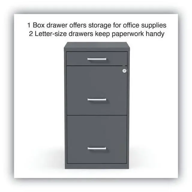 Alt view image 14 of 19 - Alera Soho Vert 3-Dwr File Cabinet, Char, 14" x 18" x 26.9", EA (ALESVF1827CH)