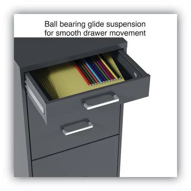 Alt view image 16 of 19 - Alera Soho Vert 3-Dwr File Cabinet, Char, 14" x 18" x 26.9", EA (ALESVF1827CH)