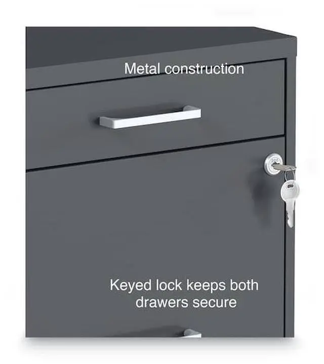 Alt view image 17 of 19 - Alera Soho Vert 3-Dwr File Cabinet, Char, 14" x 18" x 26.9", EA (ALESVF1827CH)