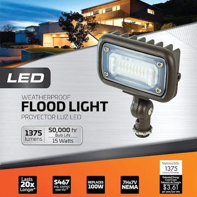 Alt view image 3 of 7 - NEWHOUSE LIGHTING WW15BRZ Outdoor 15W LED Landscape Wall Wash Flood Light,