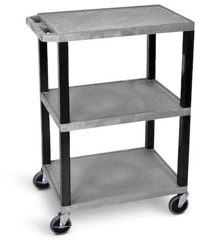 Alt view image 3 of 3 - H. Wilson Gray 3 Shelf Specialty Utility Cart