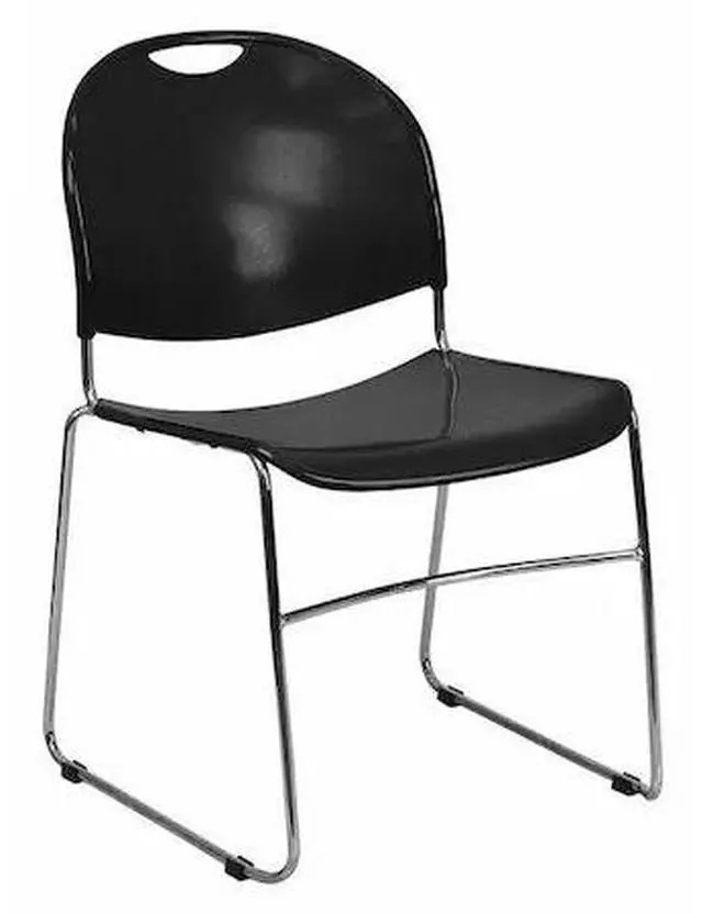 Alt view image 10 of 20 - HERCULES Series 880 lb. Capacity Black Ultra-Compact Stack Chair with Chrome Frame