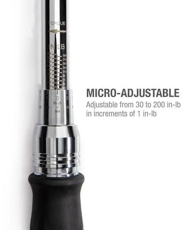 Alt view image 10 of 13 - STEELMAN 60464 3/8-Inch Drive 30-200 in-lb Micro-Adjustable Torque Wrench