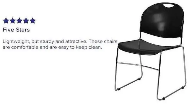 Alt view image 14 of 20 - HERCULES Series 880 lb. Capacity Black Ultra-Compact Stack Chair with Chrome Frame