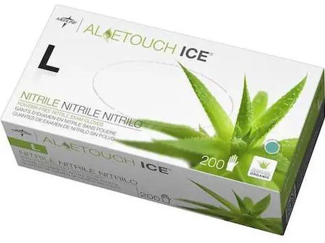 Alt view image 13 of 13 - Medline Aloetouch Ice Nitrile Exam Gloves Large Green 200/Box MDS195286