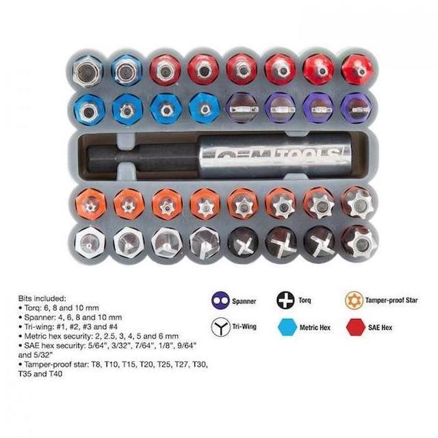 Alt view image 4 of 7 - OEMTOOLS 25959 33 Piece Security Bit Set, Includes Spanner, Tri-Wing, Torq, Hex Security, and Tamper Proof Star Security Bits with 1/4 Inch Hex Bit Holder