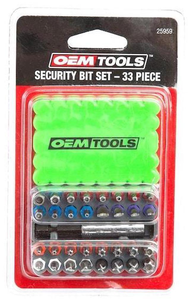 Alt view image 7 of 7 - OEMTOOLS 25959 33 Piece Security Bit Set, Includes Spanner, Tri-Wing, Torq, Hex Security, and Tamper Proof Star Security Bits with 1/4 Inch Hex Bit Holder
