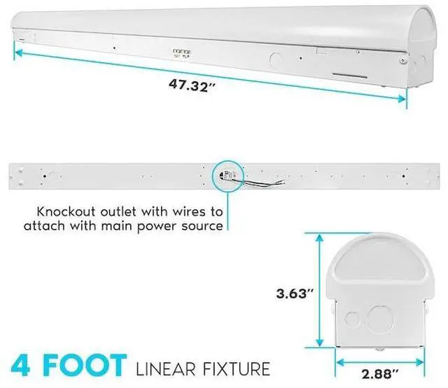 Alt view image 5 of 7 - LUXRITE LR25195-1PK 4 FT Linear LED Shop Light 3 CCT Selectable 3500K-5000K