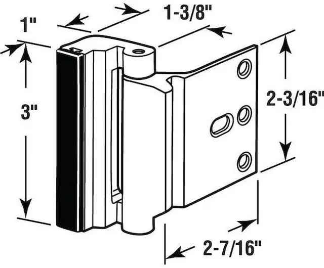 Alt view image 4 of 4 - PRIME-LINE U 11126 Door Reinforcement Lock, 3 in. Stop, Aluminum Construction,