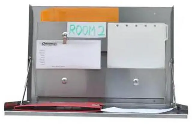 Main image of OMNIMED 291503 Wall Mounted Folding Desks with Built-in Storage (Stainless