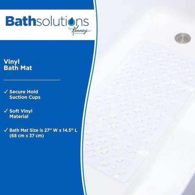 Alt view image 2 of 6 - KENNEY MFG KN67243 Non-Slip Bath, Shower, and Tub Mat with Suction Cups, Clear