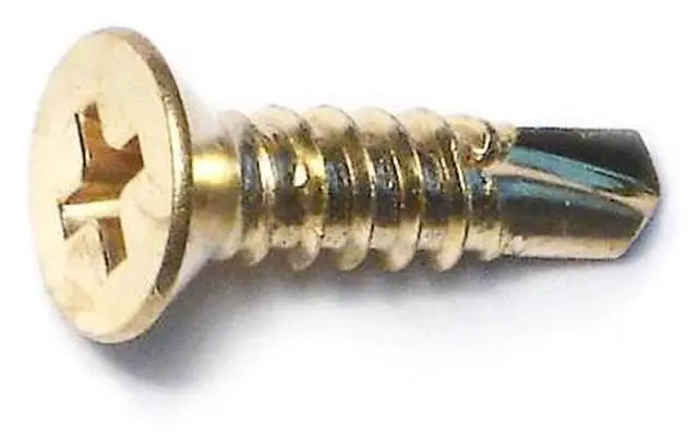 Main image of MIDWEST FASTENER 51683 Self-Drilling Screw, #10 x 3/4 in, Brass Plated Steel