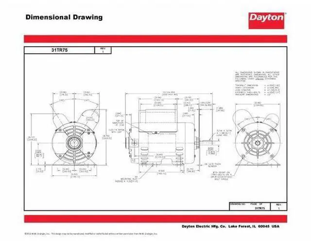 Alt view image 7 of 8 - DAYTON 31TR75 MTR,CS/CRCR,ODP,1 HP,1725,56H,EFF 82.6