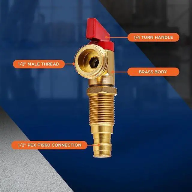 Alt view image 7 of 7 - EVERFLOW 540F Washing Machine Replacement Valve 1/2" PEX A Inlet x 3/4" MHT