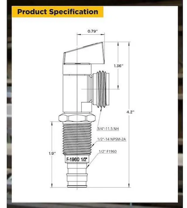 Alt view image 2 of 7 - EVERFLOW 540F Washing Machine Replacement Valve 1/2" PEX A Inlet x 3/4" MHT