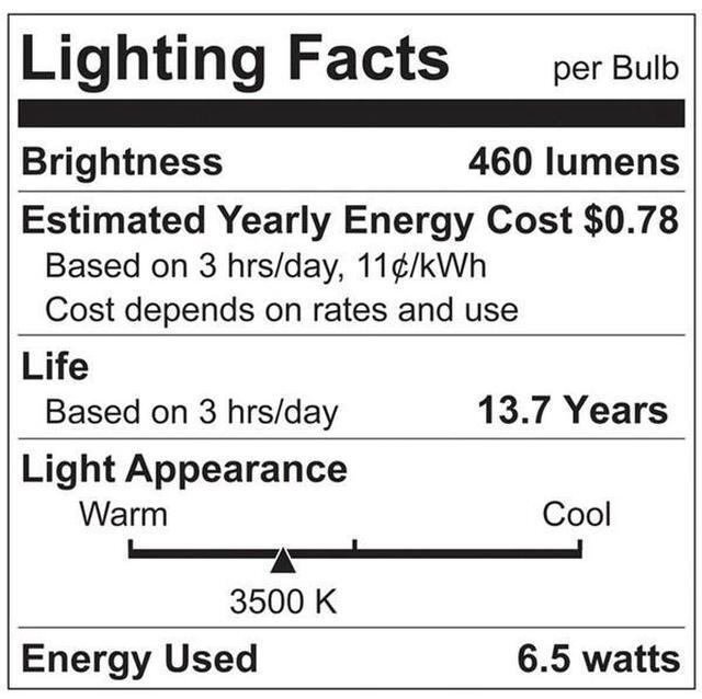 Alt view image 2 of 2 - LUXRITE LR31862-6PK BR20 LED Light Bulbs 6.5W (45W Equivalent) 460LM 3500K
