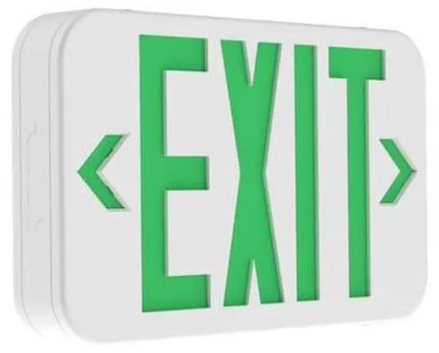 Alt view image 6 of 6 - Number of Faces 1 or 2,  LED,  Exit Sign,  White,  Plastic,  Letter Color Green