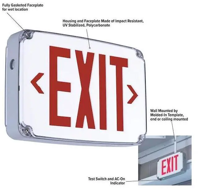 Alt view image 5 of 5 - Hubbell Lighting - Compass Ext Sgn,Plst,Gry,12 1/2in,2.7W  CEWSRE