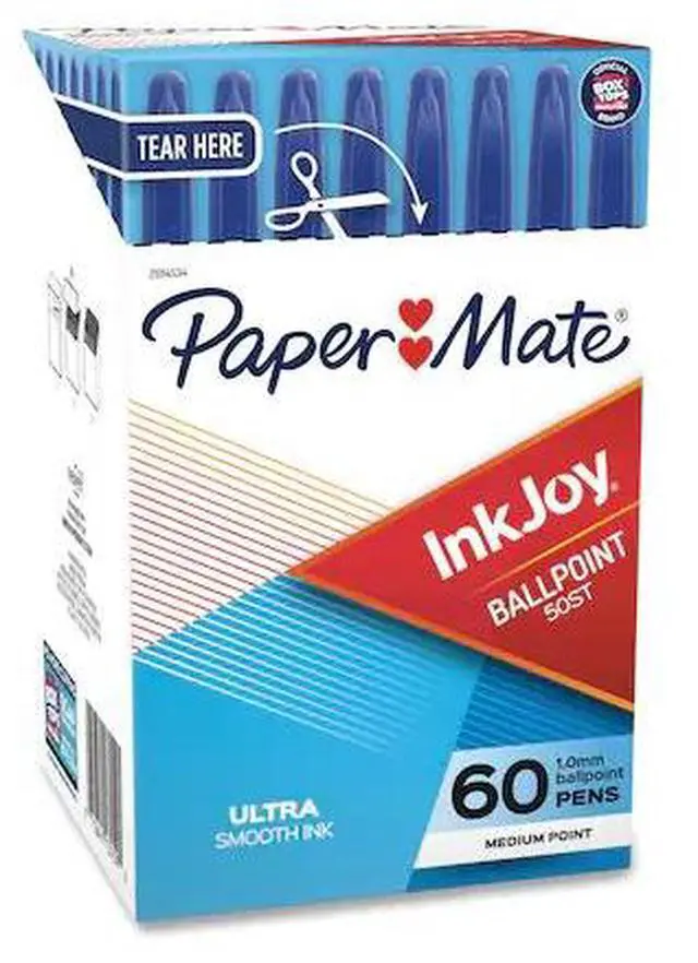 Alt view image 4 of 7 - Paper Mate 2014534 InkJoy 50ST Ballpoint Pens, Medium Point (1.0mm), Blue, 60 Count