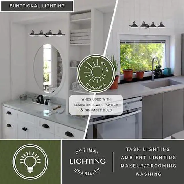 Main image of VAXCEL W0286 Akron 4 Light Bronze Farmhouse Barn Bathroom Vanity Fixture