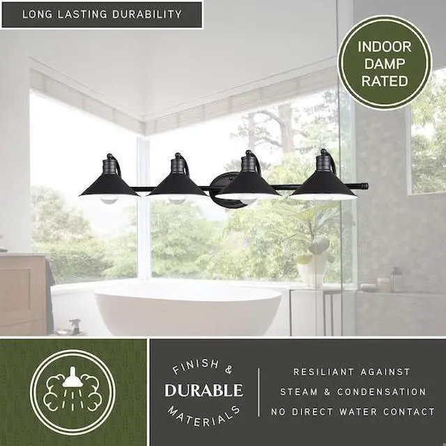 Alt view image 3 of 7 - VAXCEL W0286 Akron 4 Light Bronze Farmhouse Barn Bathroom Vanity Fixture