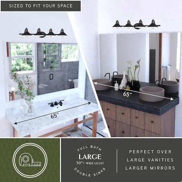 Alt view image 7 of 7 - VAXCEL W0286 Akron 4 Light Bronze Farmhouse Barn Bathroom Vanity Fixture