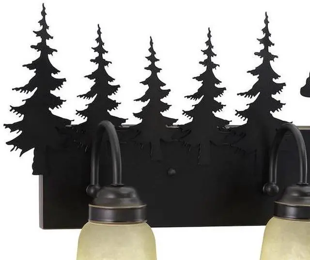 Alt view image 5 of 7 - Bozeman 4 Light Bronze Rustic Bear Bathroom Vanity Fixture