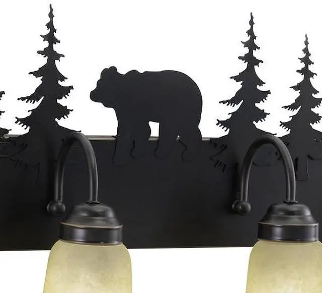 Alt view image 7 of 7 - Bozeman 4 Light Bronze Rustic Bear Bathroom Vanity Fixture