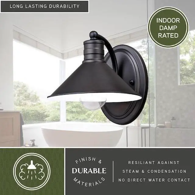 Alt view image 2 of 7 - VAXCEL W0283 Akron 1 Light Bronze Farmhouse Barn Bathroom Wall Fixture