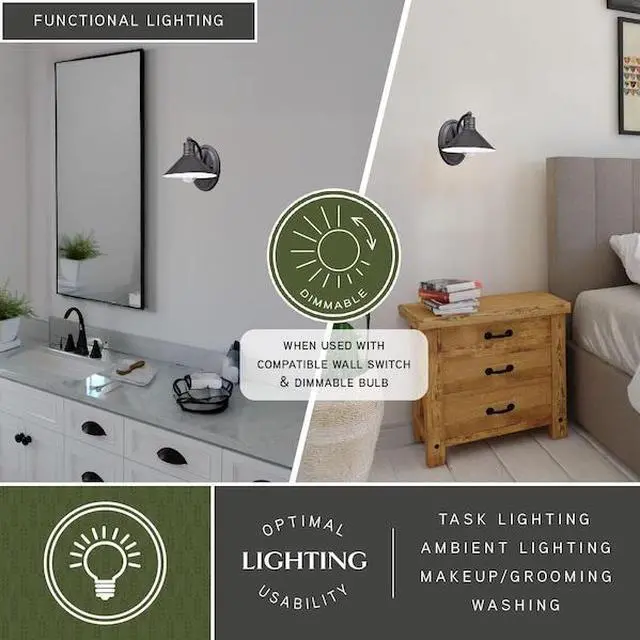 Alt view image 7 of 7 - VAXCEL W0283 Akron 1 Light Bronze Farmhouse Barn Bathroom Wall Fixture