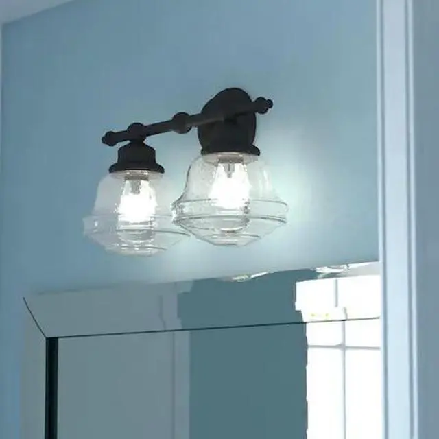 Alt view image 3 of 9 - huntley 2 light bronze farmhouse schoolhouse bathroom vanity fixture