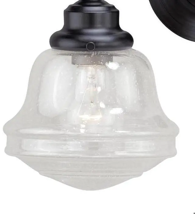 Alt view image 9 of 9 - huntley 2 light bronze farmhouse schoolhouse bathroom vanity fixture