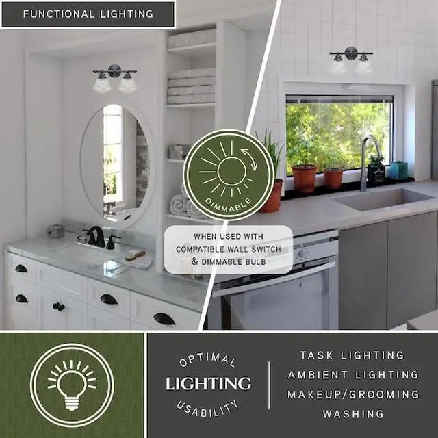 Alt view image 8 of 9 - huntley 2 light bronze farmhouse schoolhouse bathroom vanity fixture