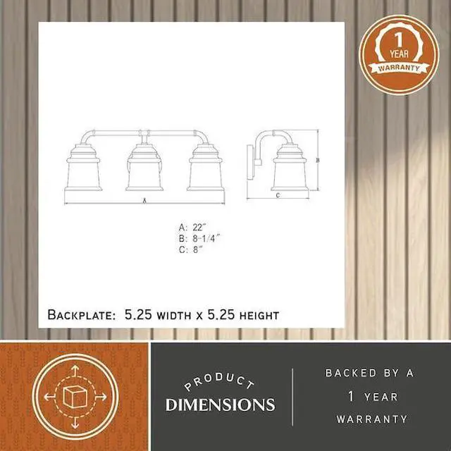 Alt view image 2 of 8 - VAXCEL W0264 Toledo 3L Vanity Brass