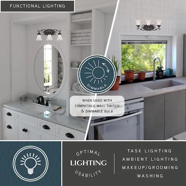 Alt view image 3 of 7 - VAXCEL W0303 Avenant 3 Light Bronze Bathroom Vanity Fixture