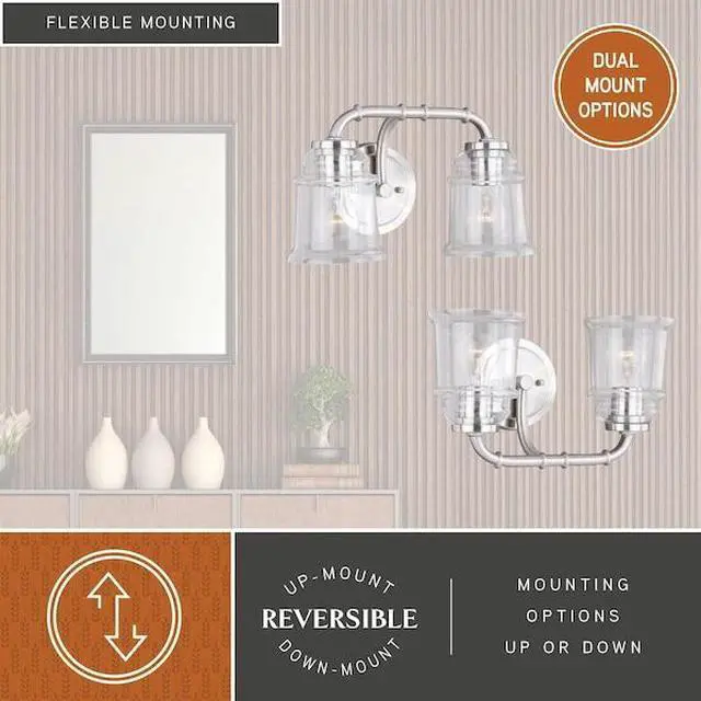 Alt view image 2 of 7 - VAXCEL W0240 Toledo 2L Vanity Satin Nickel