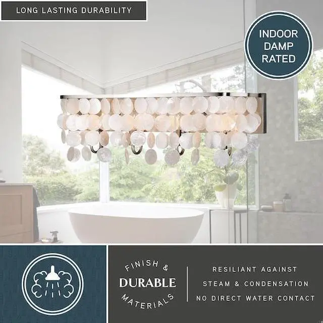 Alt view image 7 of 7 - VAXCEL W0271 Elsa Capiz Shell 4L Vanity Satin Nickel